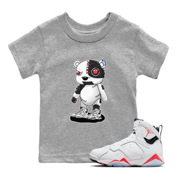 Air Jordan 7 White Infrared shirt to match jordans Cyborg Bear sneaker tees White Infrared 7s SNRT Sneaker Release Tees Baby Toddler Heather Grey 1 T-Shirt