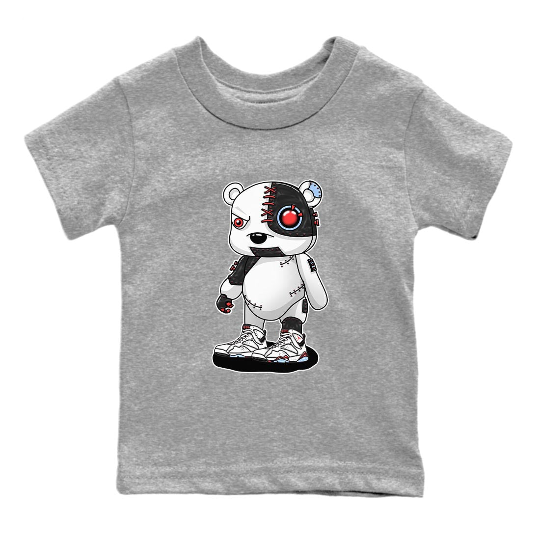 Air Jordan 7 White Infrared shirt to match jordans Cyborg Bear sneaker tees White Infrared 7s SNRT Sneaker Release Tees Baby Toddler Heather Grey 2 T-Shirt