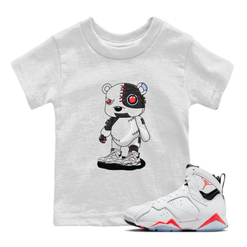 Air Jordan 7 White Infrared shirt to match jordans Cyborg Bear sneaker tees White Infrared 7s SNRT Sneaker Release Tees Baby Toddler White 1 T-Shirt