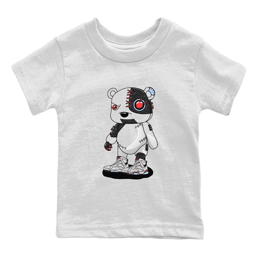 Air Jordan 7 White Infrared shirt to match jordans Cyborg Bear sneaker tees White Infrared 7s SNRT Sneaker Release Tees Baby Toddler White 2 T-Shirt