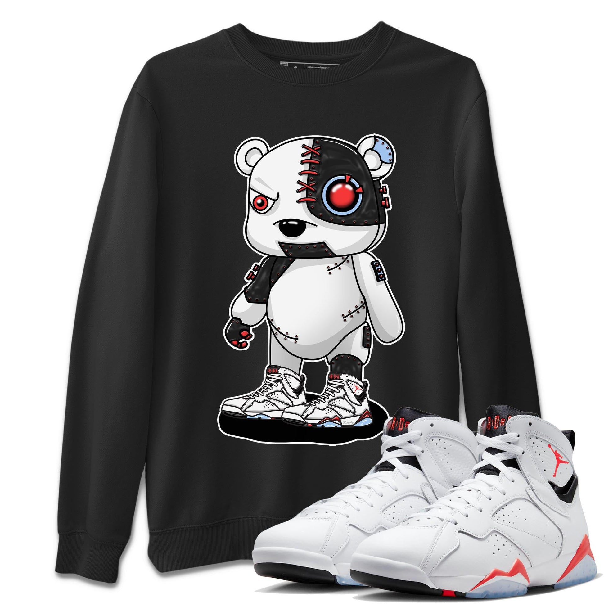 Air Jordan 7 White Infrared shirt to match jordans Cyborg Bear sneaker tees White Infrared 7s SNRT Sneaker Release Tees Unisex Black 1 T-Shirt