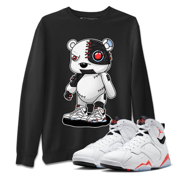 Air Jordan 7 White Infrared shirt to match jordans Cyborg Bear sneaker tees White Infrared 7s SNRT Sneaker Release Tees Unisex Black 1 T-Shirt