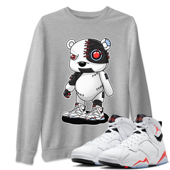 Air Jordan 7 White Infrared shirt to match jordans Cyborg Bear sneaker tees White Infrared 7s SNRT Sneaker Release Tees Unisex Heather Grey 1 T-Shirt
