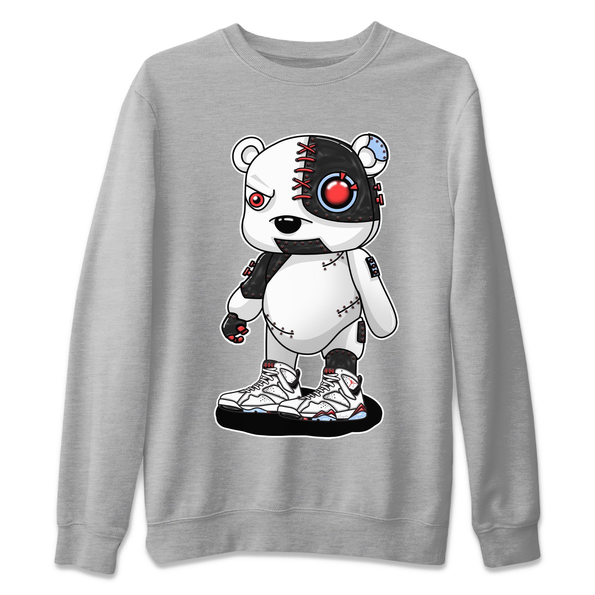 Air Jordan 7 White Infrared shirt to match jordans Cyborg Bear sneaker tees White Infrared 7s SNRT Sneaker Release Tees Unisex Heather Grey 2 T-Shirt