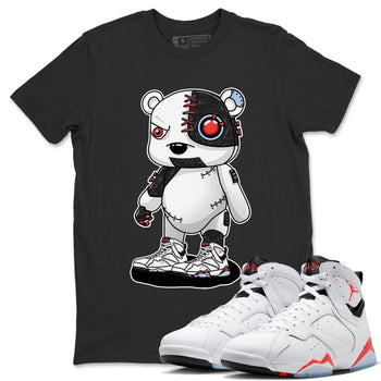 Air Jordan 7 White Infrared shirt to match jordans Cyborg Bear sneaker tees White Infrared 7s SNRT Sneaker Release Tees Unisex Black 1 T-Shirt