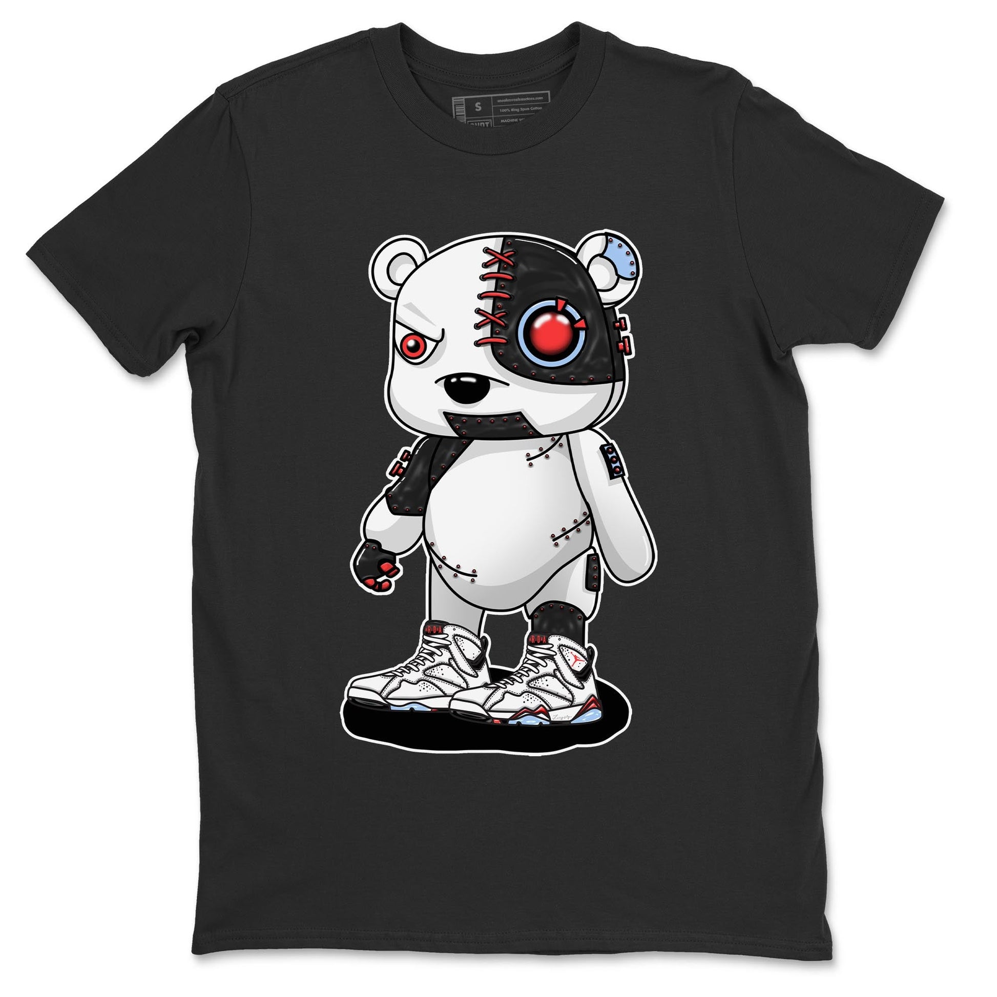 Air Jordan 7 White Infrared shirt to match jordans Cyborg Bear sneaker tees White Infrared 7s SNRT Sneaker Release Tees Unisex Black 2 T-Shirt