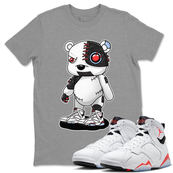 Air Jordan 7 White Infrared shirt to match jordans Cyborg Bear sneaker tees White Infrared 7s SNRT Sneaker Release Tees Unisex Heather Grey 1 T-Shirt