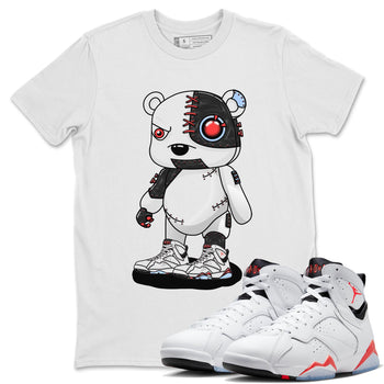 Air Jordan 7 White Infrared shirt to match jordans Cyborg Bear sneaker tees White Infrared 7s SNRT Sneaker Release Tees Unisex White 1 T-Shirt
