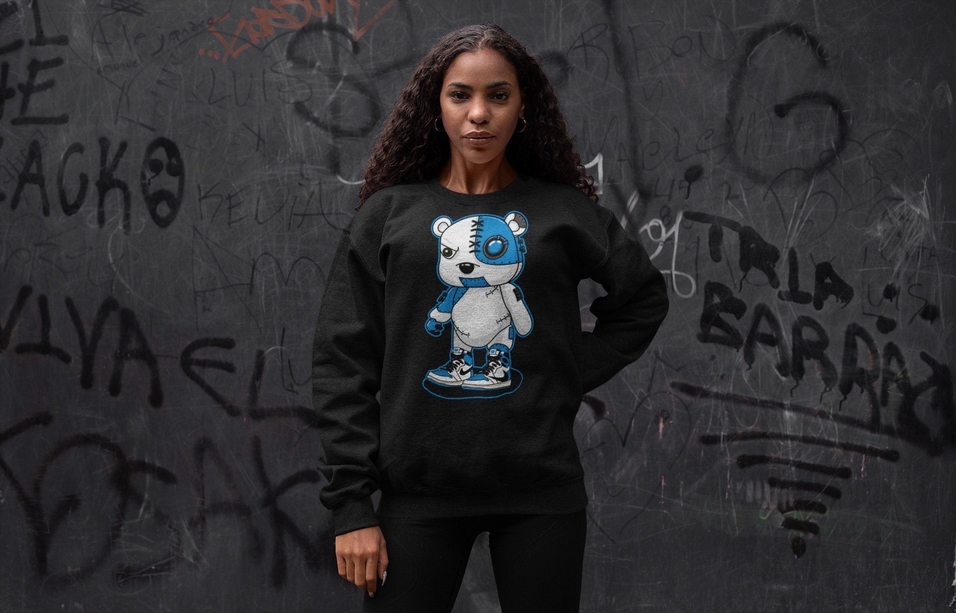 Jordan 1 Travis Scott Fragment Sneaker Match Tees Cyborg Bear Sneaker Tees Jordan 1 Travis Scott Fragment Sneaker Release Tees Unisex Shirts