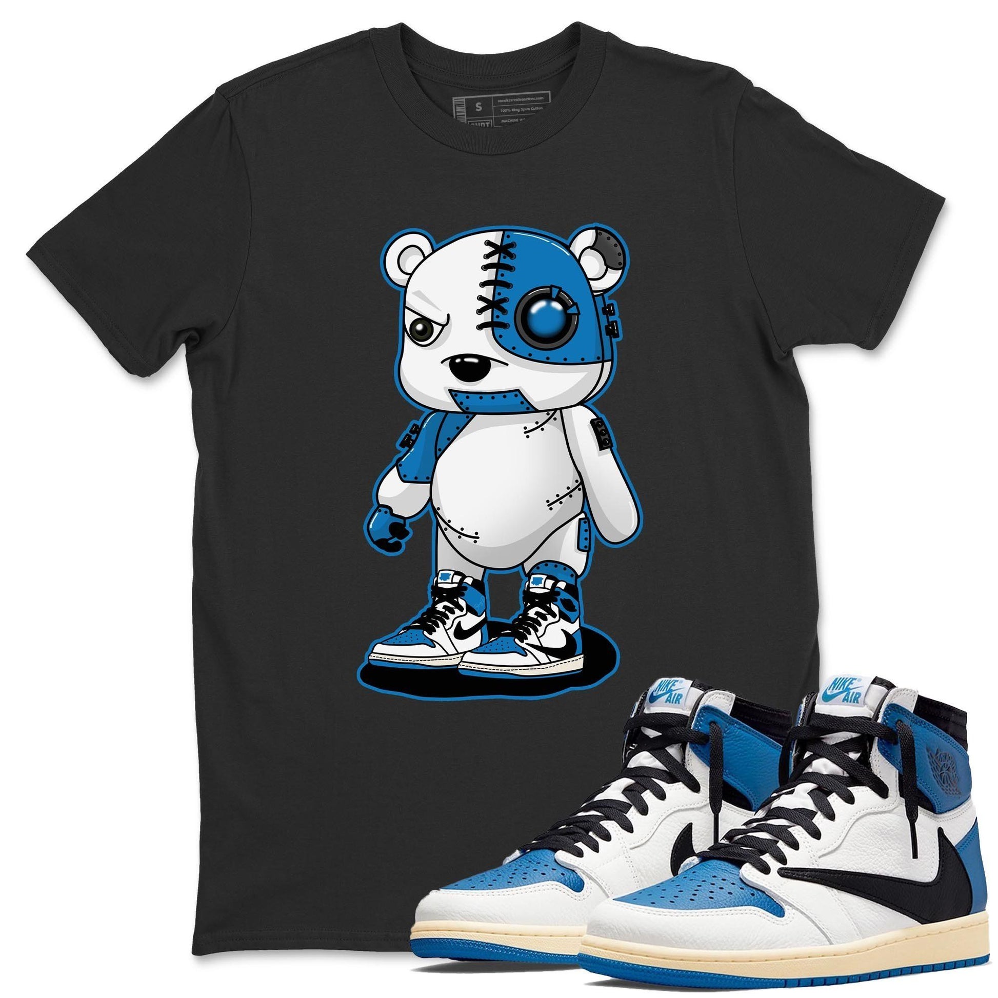 Jordan 1 Travis Scott Fragment Sneaker Match Tees Cyborg Bear Sneaker Tees Jordan 1 Travis Scott Fragment Sneaker Release Tees Unisex Shirts