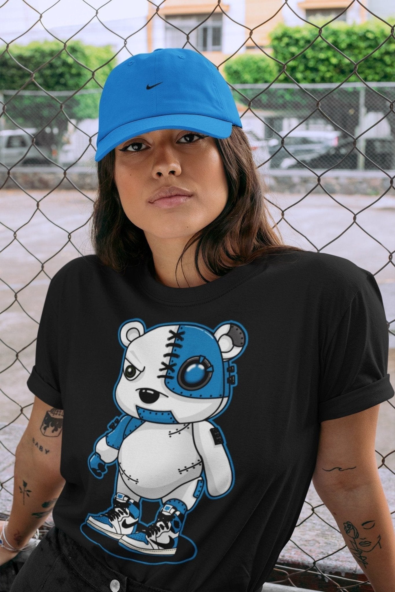 Jordan 1 Travis Scott Fragment Sneaker Match Tees Cyborg Bear Sneaker Tees Jordan 1 Travis Scott Fragment Sneaker Release Tees Unisex Shirts