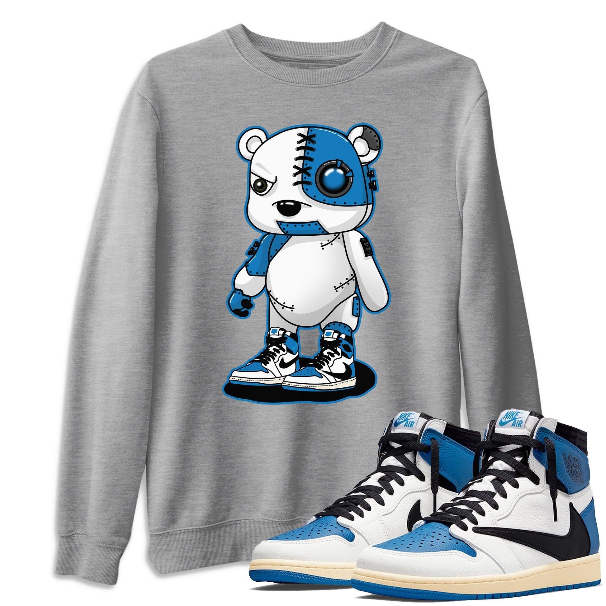 Jordan 1 Travis Scott Fragment Sneaker Match Tees Cyborg Bear Sneaker Tees Jordan 1 Travis Scott Fragment Sneaker Release Tees Unisex Shirts