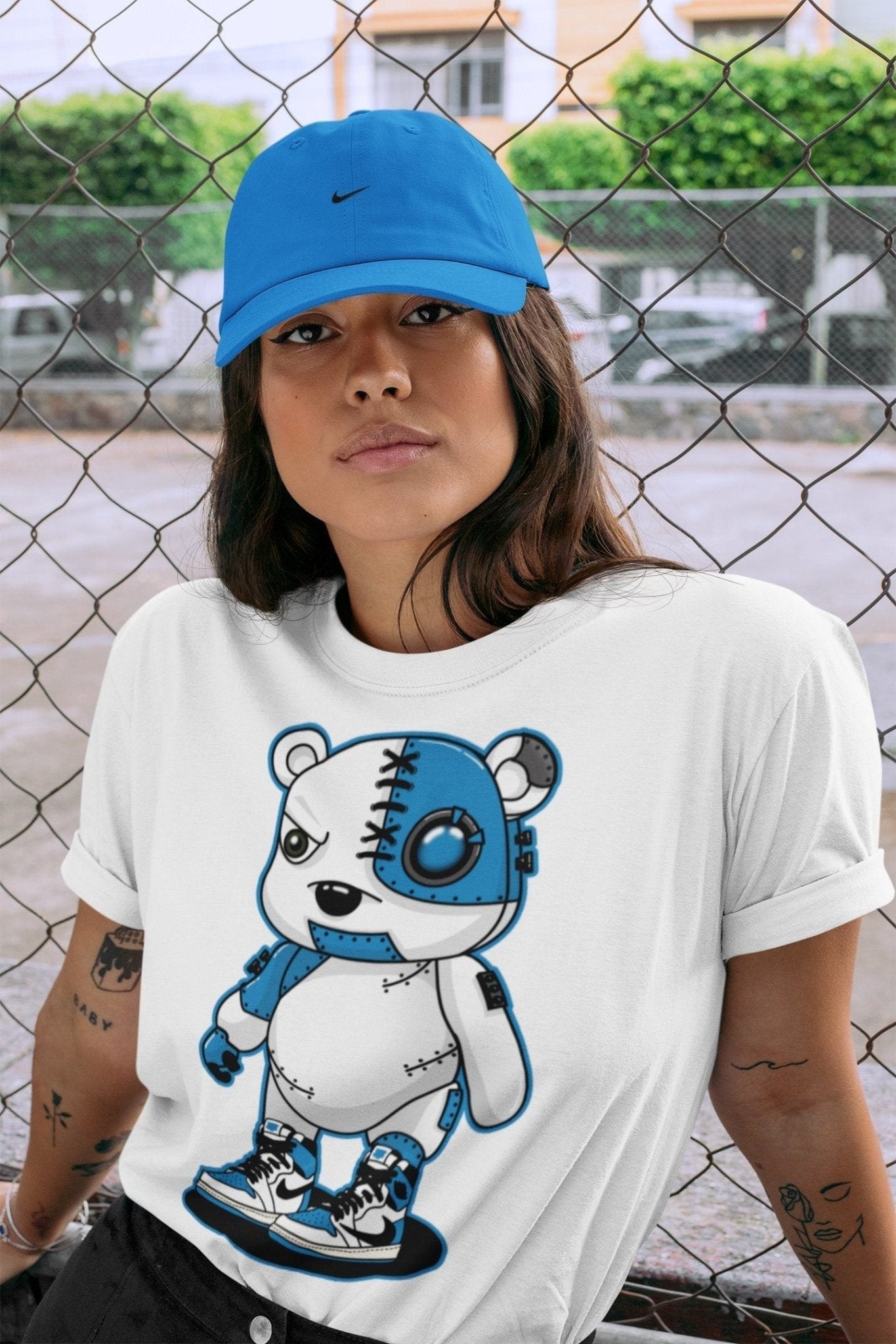 Jordan 1 Travis Scott Fragment Sneaker Match Tees Cyborg Bear Sneaker Tees Jordan 1 Travis Scott Fragment Sneaker Release Tees Unisex Shirts