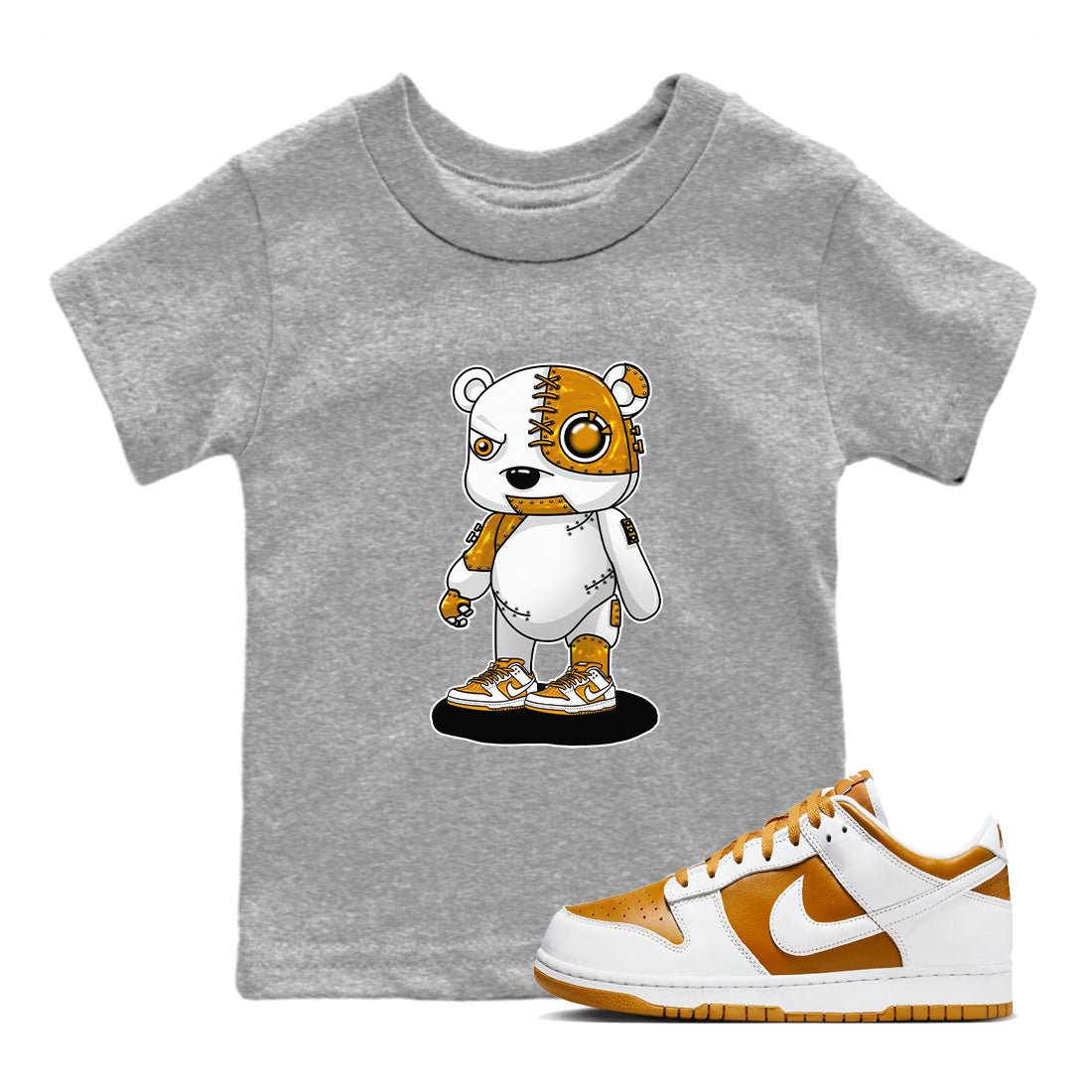 Cyborg Bear sneaker match tees to Dark Curry Reverse Curry street fashion brand for shirts to match Jordans SNRT Sneaker Tees Dunk Dark Curry unisex t-shirt Heather Grey 1 youth shirt