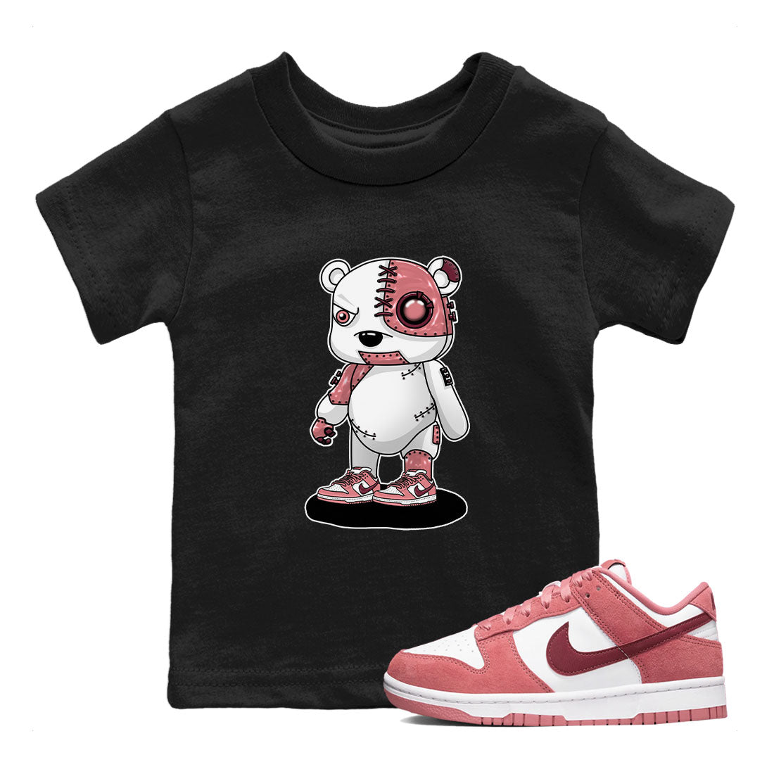 Dunk Valentine's Day shirt to match jordans Cyborg Bear sneaker tees Dunks Valentine's Day SNRT sneaker release tees baby toddler Black 1 cotton Shirt