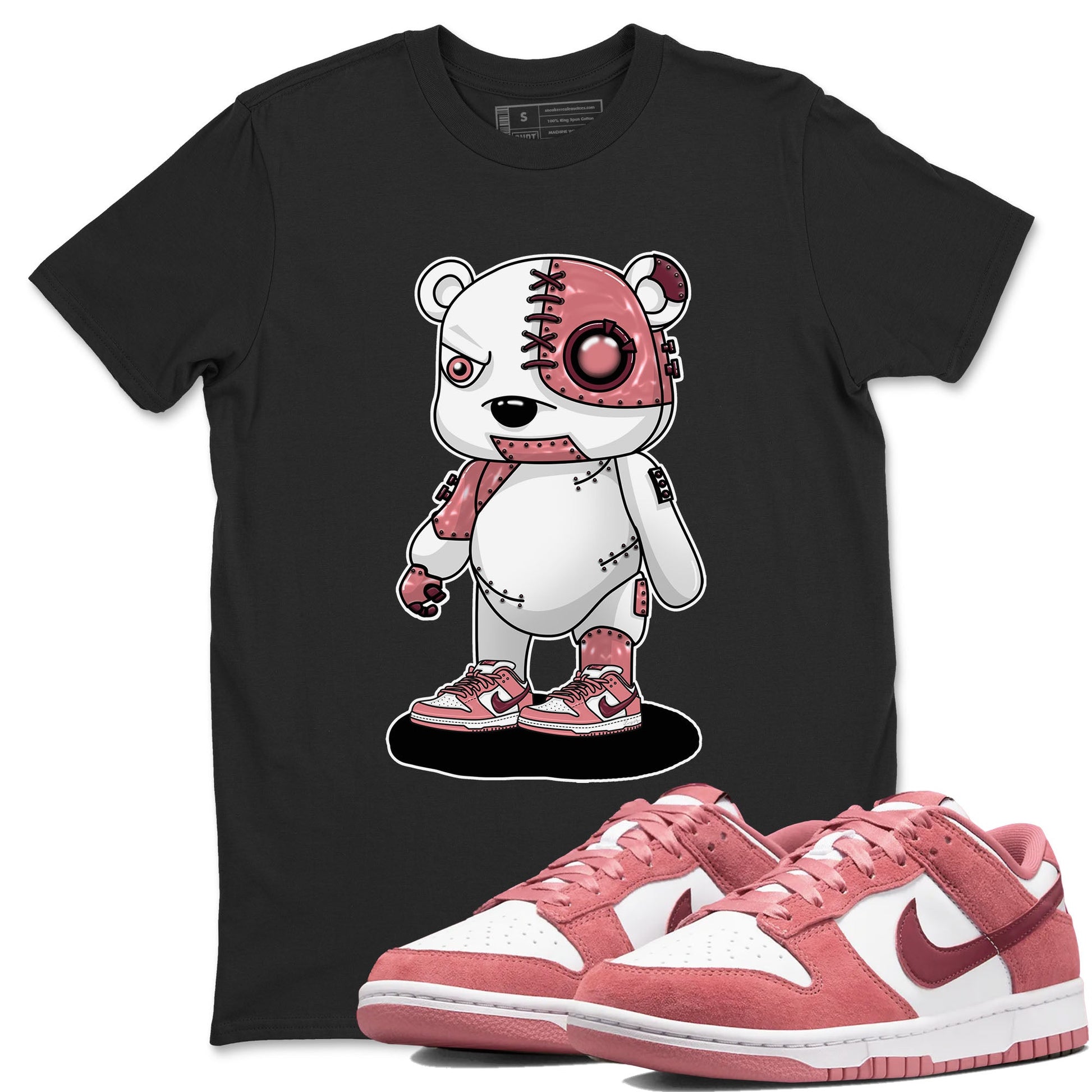 Dunk Valentine's Day shirt to match jordans Cyborg Bear sneaker tees Dunks Valentine's Day SNRT sneaker Release Tees unisex cotton Black 1 crew neck shirt