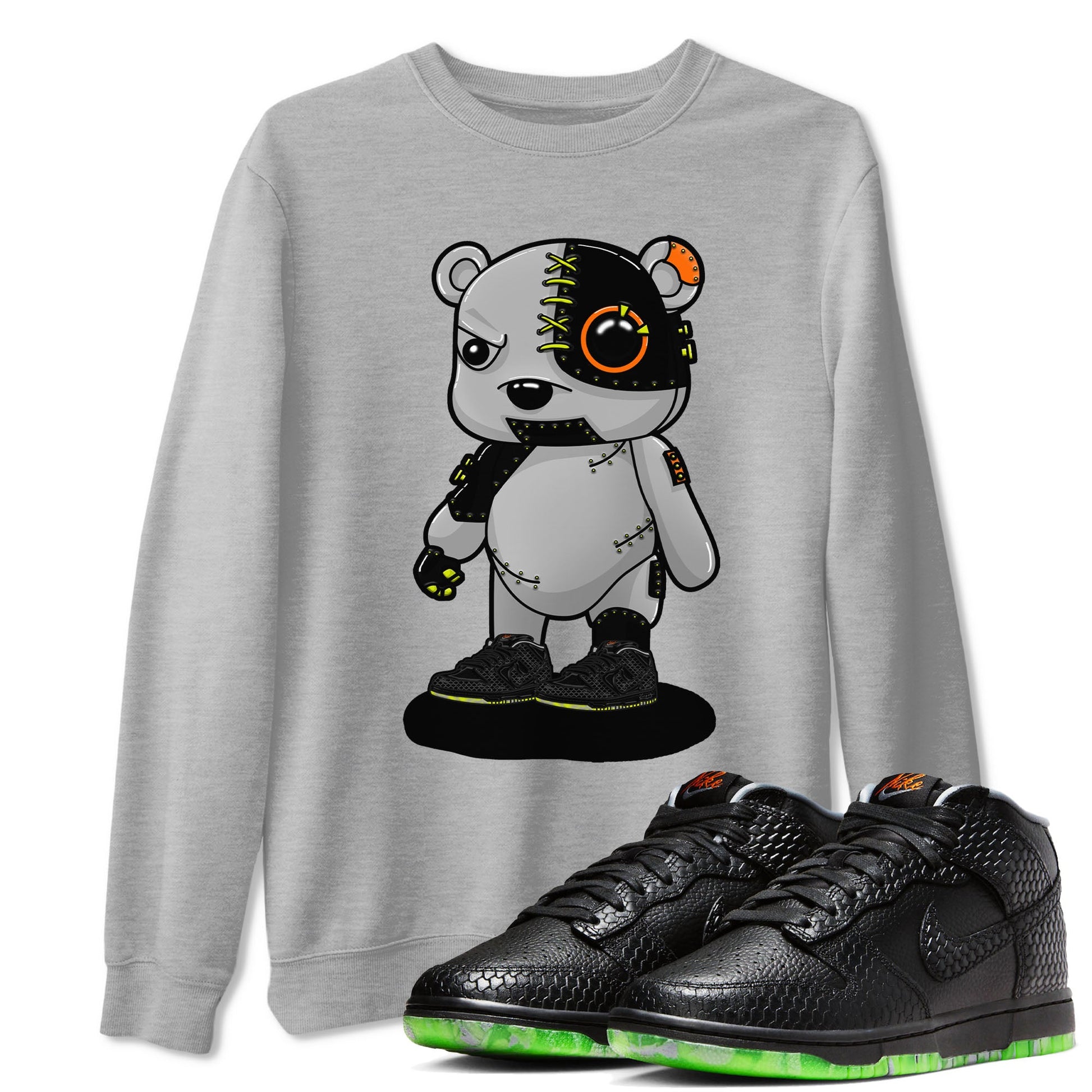 Nike Dunk Mid Premium shirt to match jordans Cyborg Bear sneaker tees Nike Dunk Mid Halloween SNRT Sneaker Tees Sneaker Matching Clothing Brand Unisex Sneaker Tee Heather Grey 1 T-Shirt