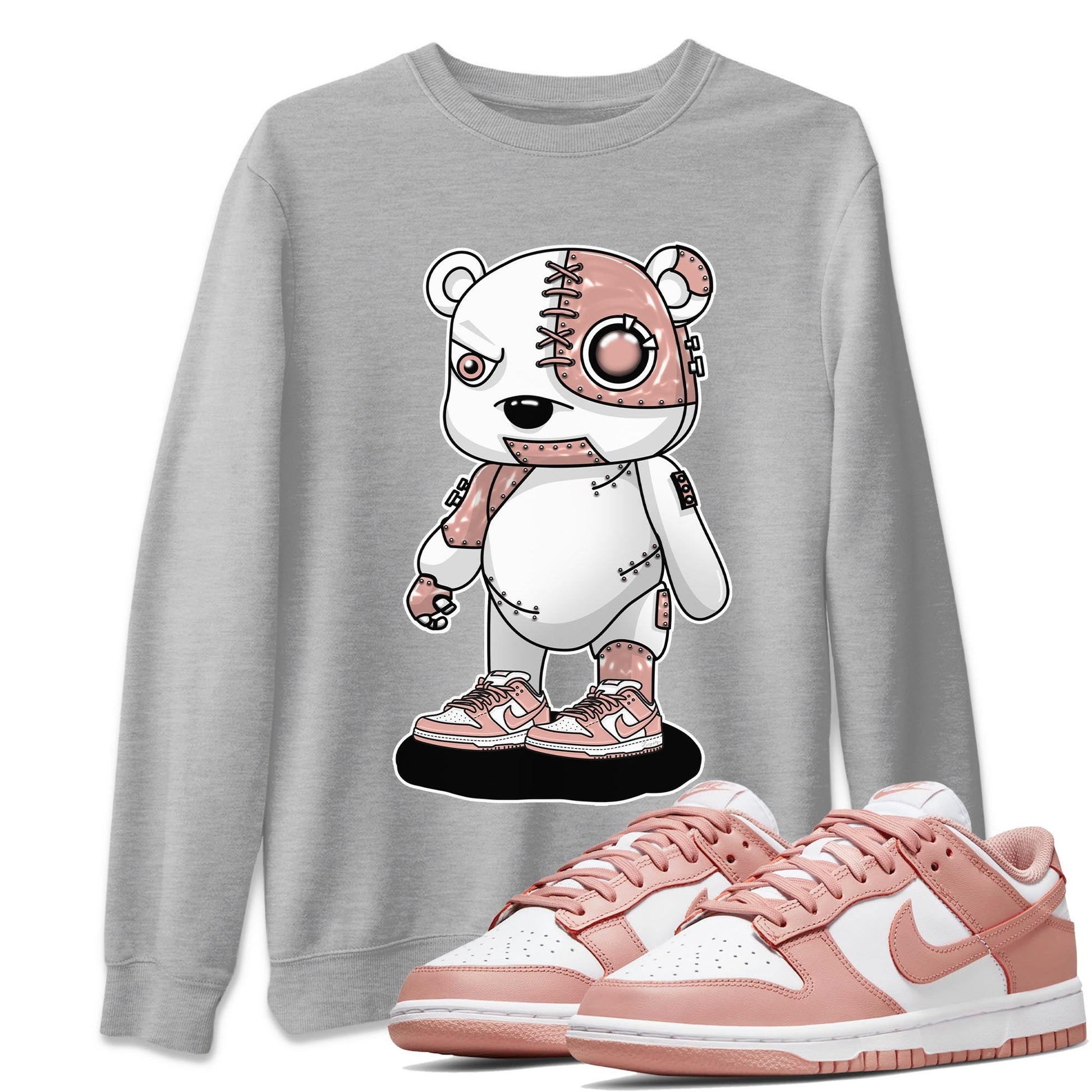 Nike Dunks Low Rose Whisper shirt to match jordans Cyborg Bear sneaker tees Nike Dunk Rose Whisper SNRT Sneaker Release Tees Unisex Heather Grey 1 T-Shirt