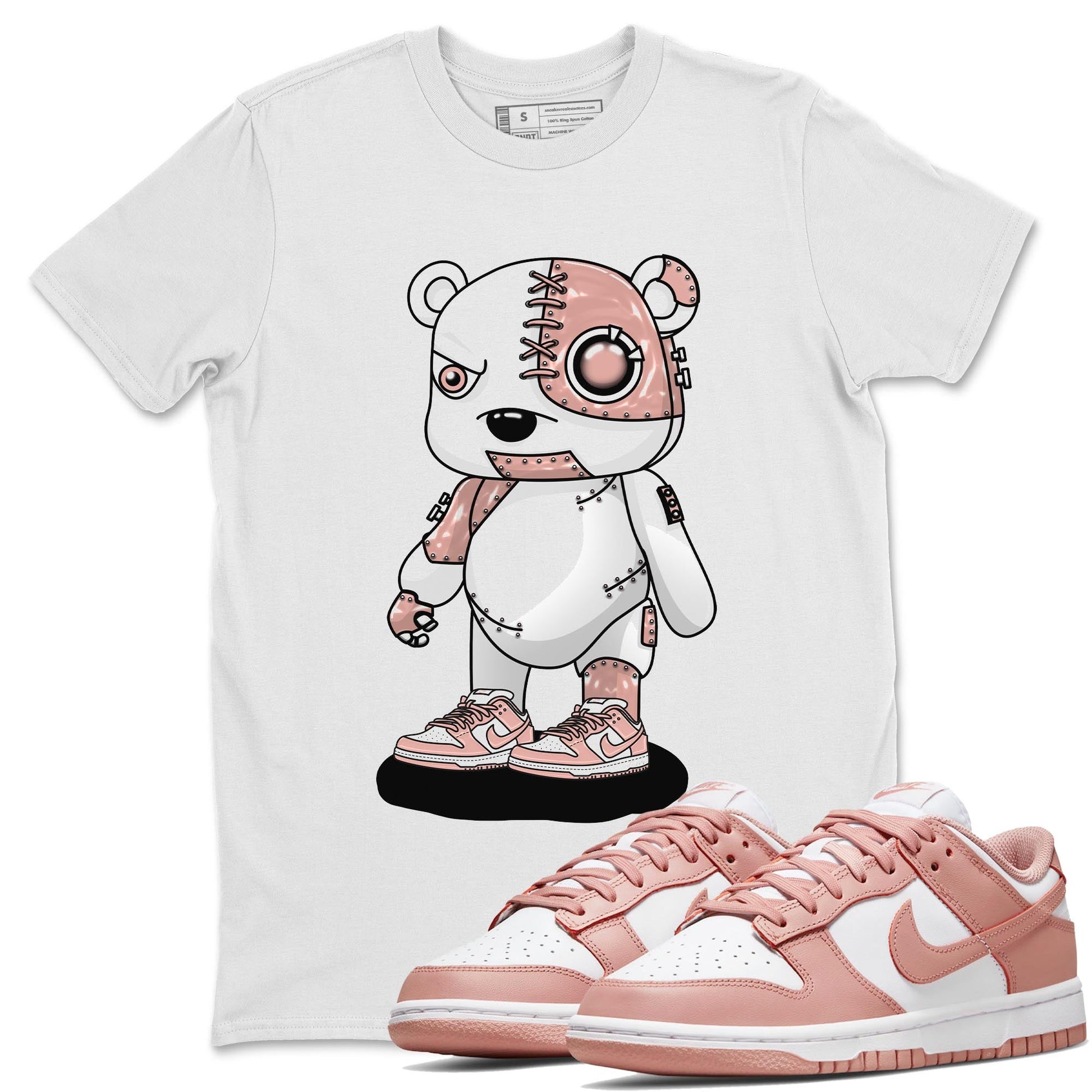 Nike Dunks Low Rose Whisper shirt to match jordans Cyborg Bear sneaker tees Nike Dunk Rose Whisper SNRT Sneaker Release Tees Unisex White 1 T-Shirt