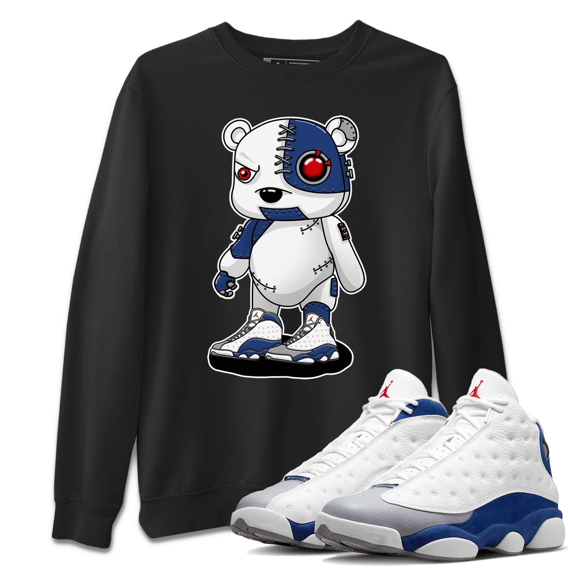 Jordan 13 French Blue Sneaker Match Tees Cyborg Bear Sneaker Tees Jordan 13 French Blue Sneaker Release Tees Unisex Shirts