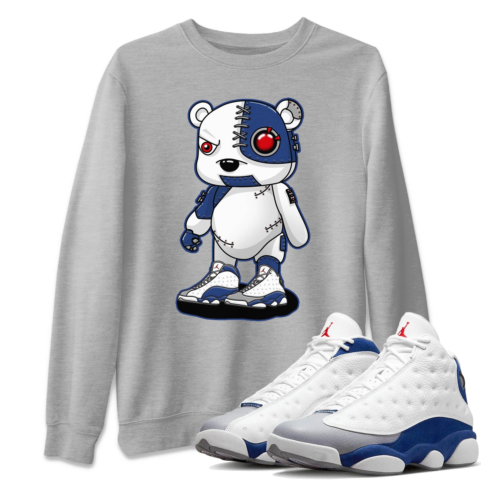 Jordan 13 French Blue Sneaker Match Tees Cyborg Bear Sneaker Tees Jordan 13 French Blue Sneaker Release Tees Unisex Shirts