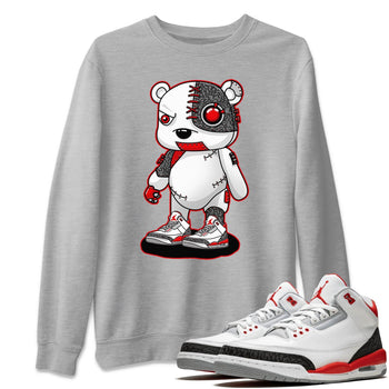 Jordan 3 Fire Red Sneaker Match Tees Cyborg Bear Sneaker Tees Jordan 3 Fire Red Sneaker Release Tees Unisex Shirts