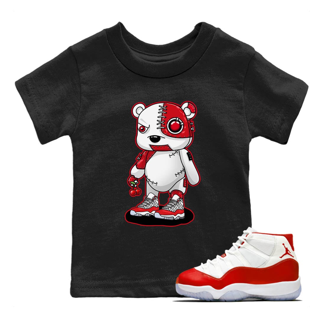 Jordan 11 Cherry Sneaker Match Tees Cyborg Bear Sneaker Tees Jordan 11 Cherry Sneaker Release Tees Kids Shirts