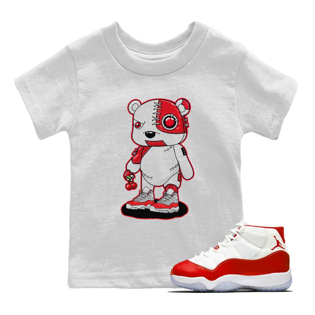Jordan 11 Cherry Sneaker Match Tees Cyborg Bear Sneaker Tees Jordan 11 Cherry Sneaker Release Tees Kids Shirts