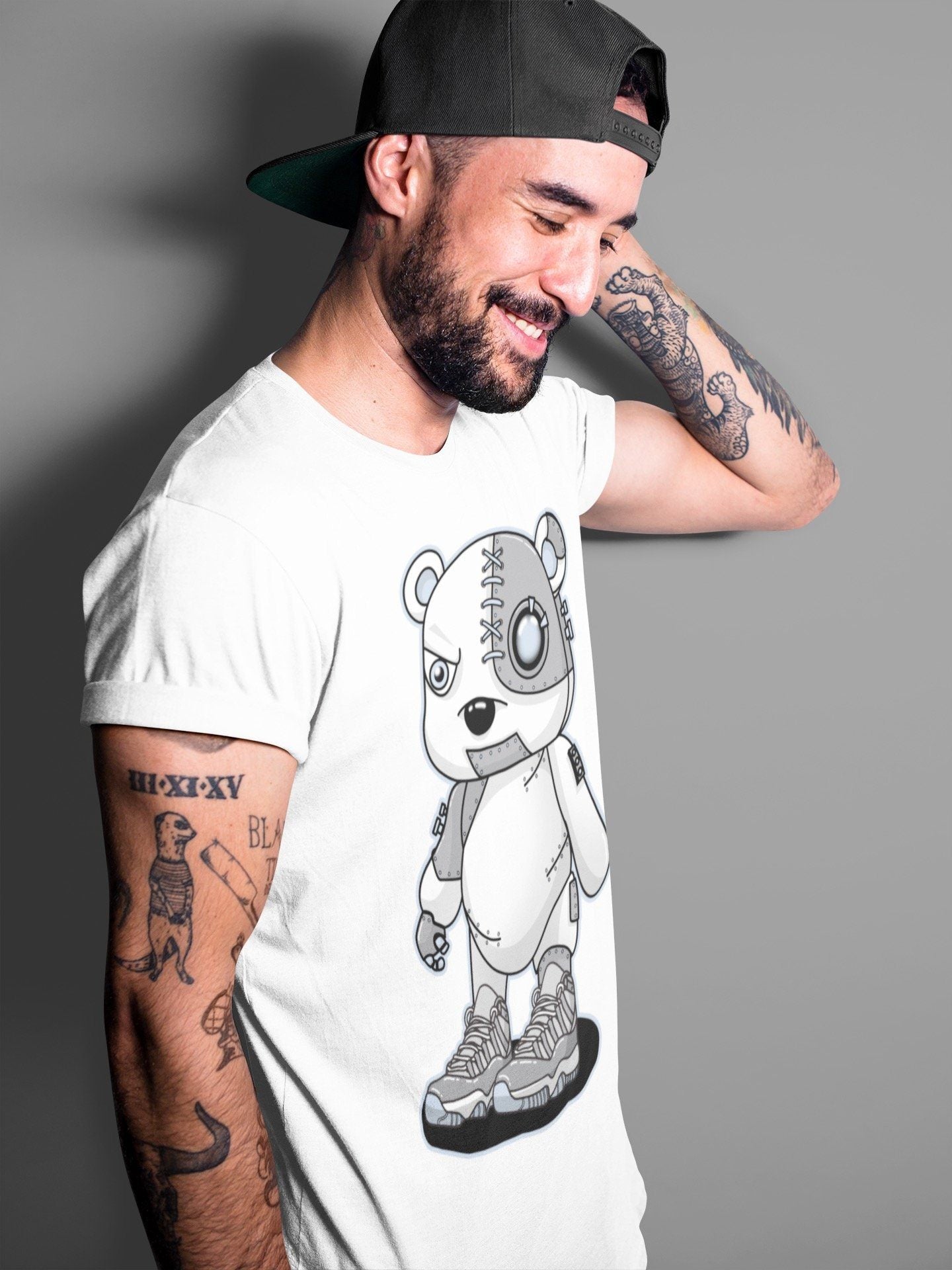 Jordan 11 Cool Grey Sneaker Match Tees Cyborg Bear Sneaker Tees Jordan 11 Cool Grey Sneaker Release Tees Unisex Shirts