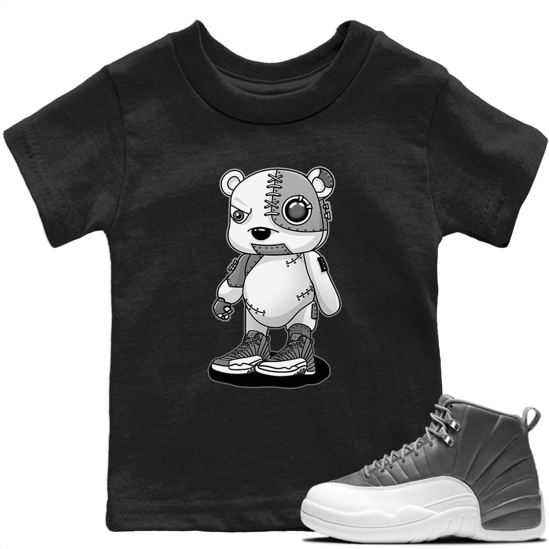 Jordan 12 Stealth Sneaker Match Tees Cyborg Bear Sneaker Tees Jordan 12 Stealth Sneaker Release Tees Kids Shirts