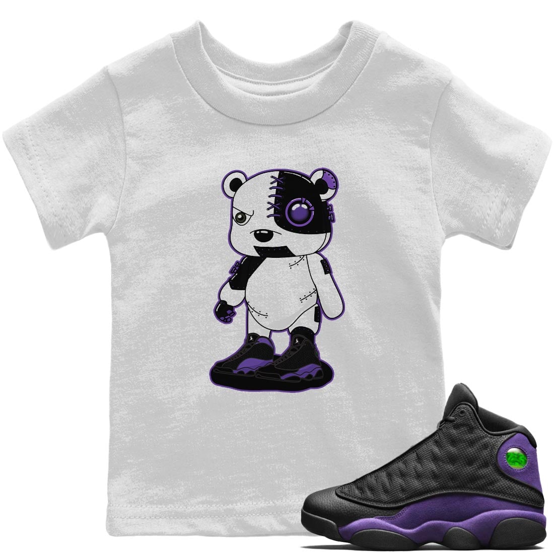 Jordan 13 Court Purple Sneaker Match Tees Cyborg Bear Sneaker Tees Jordan 13 Court Purple Sneaker Release Tees Kids Shirts