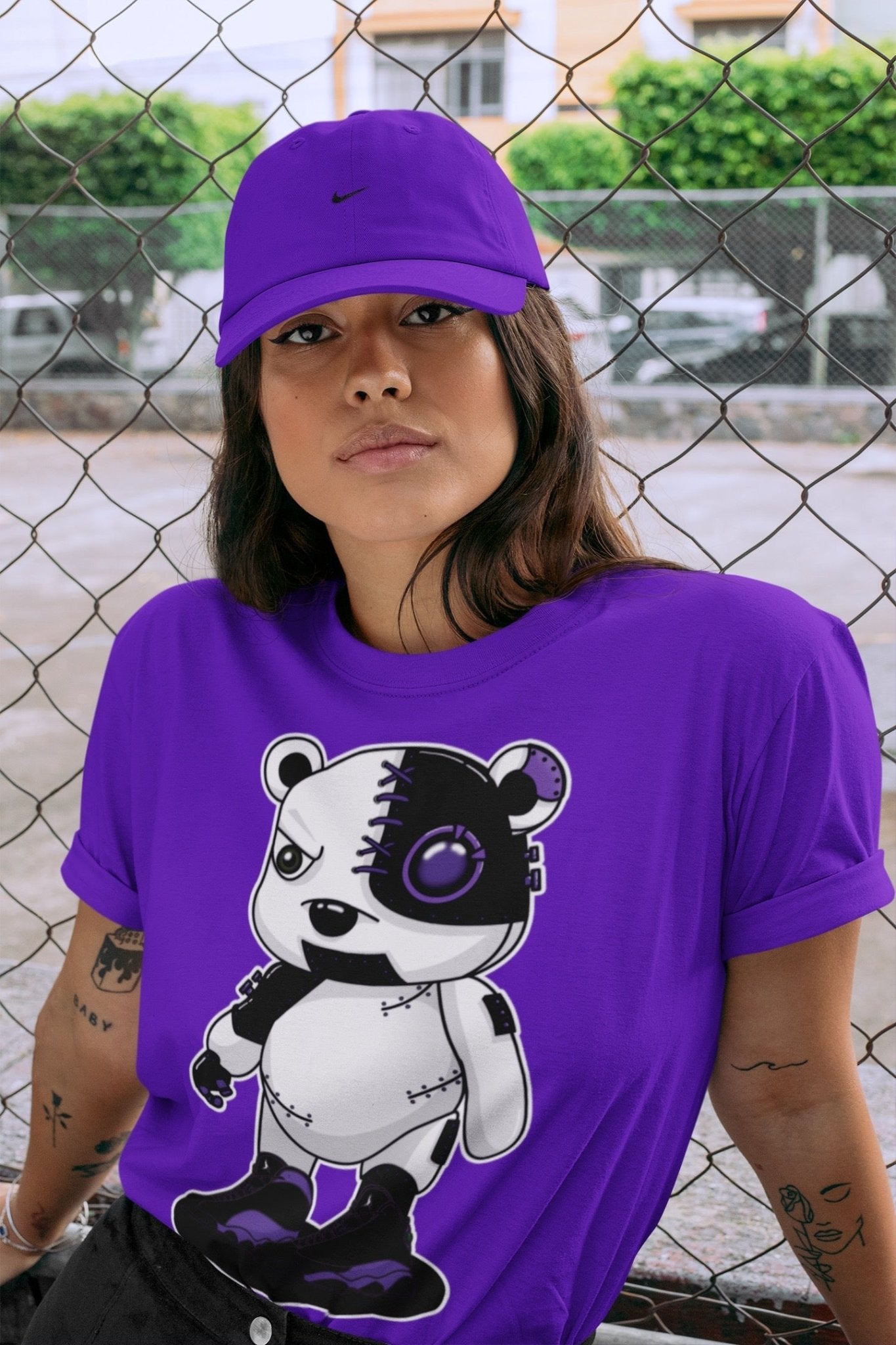 Jordan 13 Court Purple Sneaker Match Tees Cyborg Bear Sneaker Tees Jordan 13 Court Purple Sneaker Release Tees Unisex Shirts