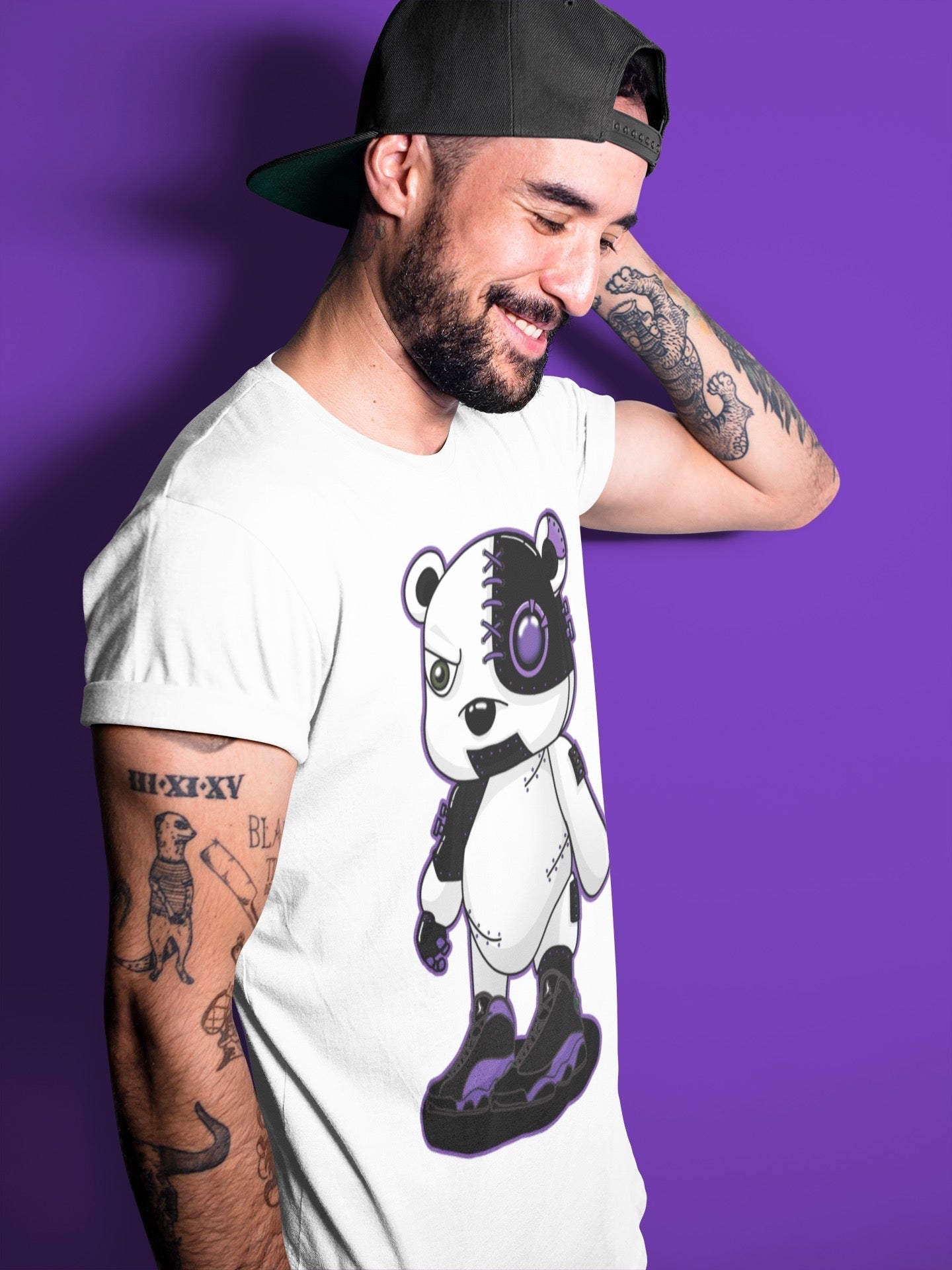 Jordan 13 Court Purple Sneaker Match Tees Cyborg Bear Sneaker Tees Jordan 13 Court Purple Sneaker Release Tees Unisex Shirts