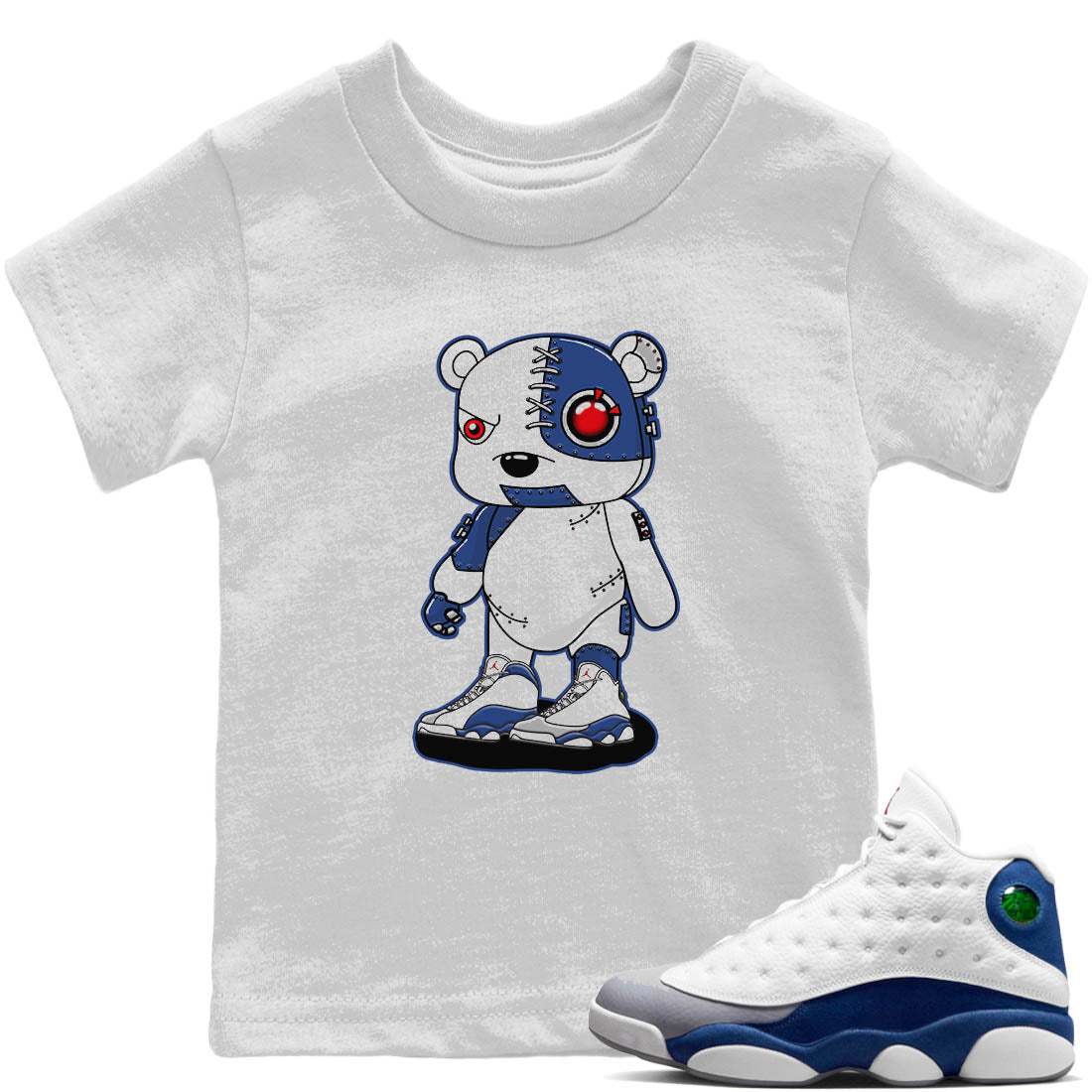 Jordan 13 French Blue Sneaker Match Tees Cyborg Bear Sneaker Tees Jordan 13 French Blue Sneaker Release Tees Kids Shirts