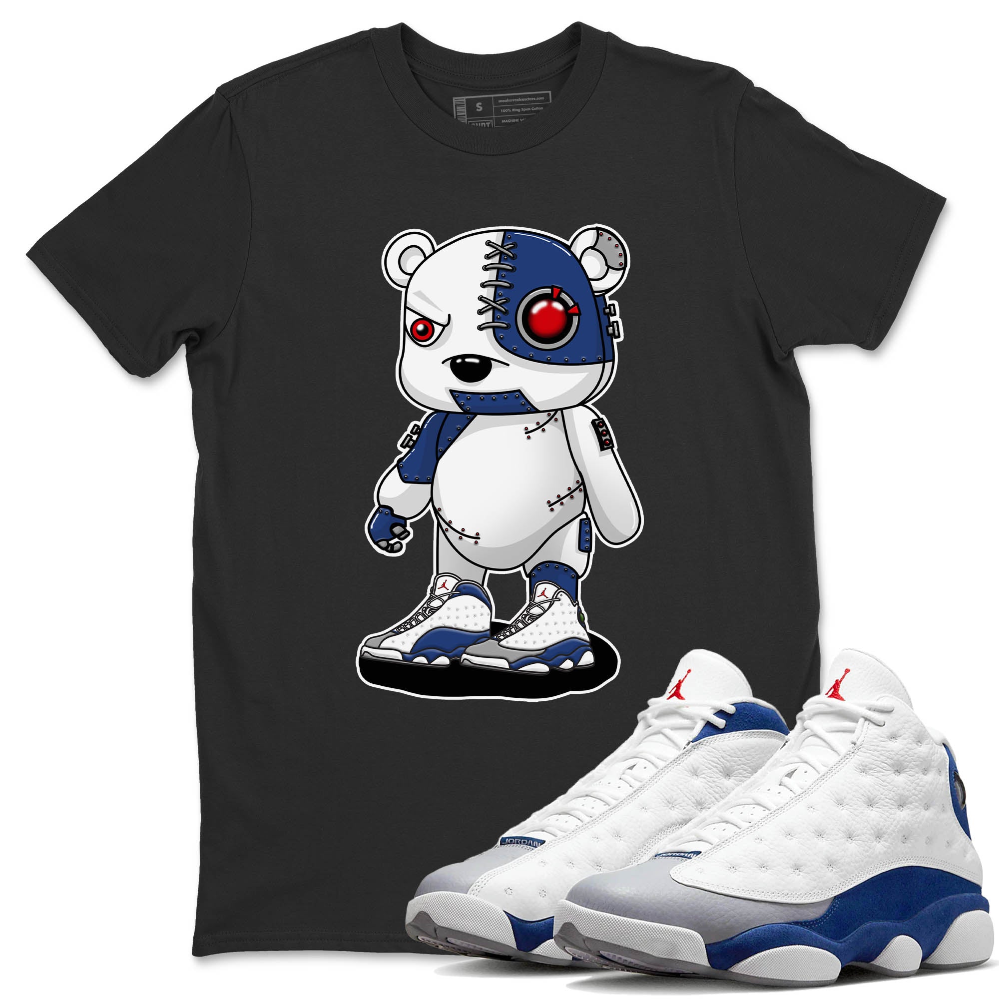 Jordan 13 French Blue Sneaker Match Tees Cyborg Bear Sneaker Tees Jordan 13 French Blue Sneaker Release Tees Unisex Shirts