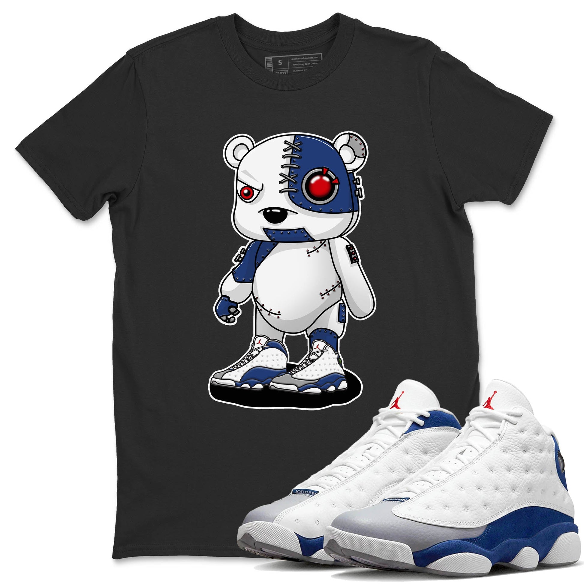 Jordan 13 French Blue Sneaker Match Tees Cyborg Bear Sneaker Tees Jordan 13 French Blue Sneaker Release Tees Unisex Shirts