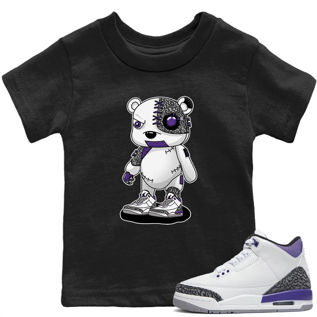 Jordan 3 Dark Iris Sneaker Match Tees Cyborg Bear Sneaker Tees Jordan 3 Dark Iris Sneaker Release Tees Kids Shirts