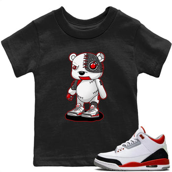 Jordan 3 Fire Red Sneaker Match Tees Cyborg Bear Sneaker Tees Jordan 3 Fire Red Sneaker Release Tees Kids Shirts