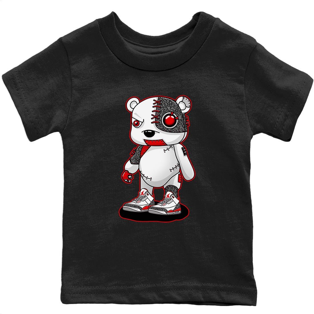 Jordan 3 Fire Red Sneaker Match Tees Cyborg Bear Sneaker Tees Jordan 3 Fire Red Sneaker Release Tees Kids Shirts