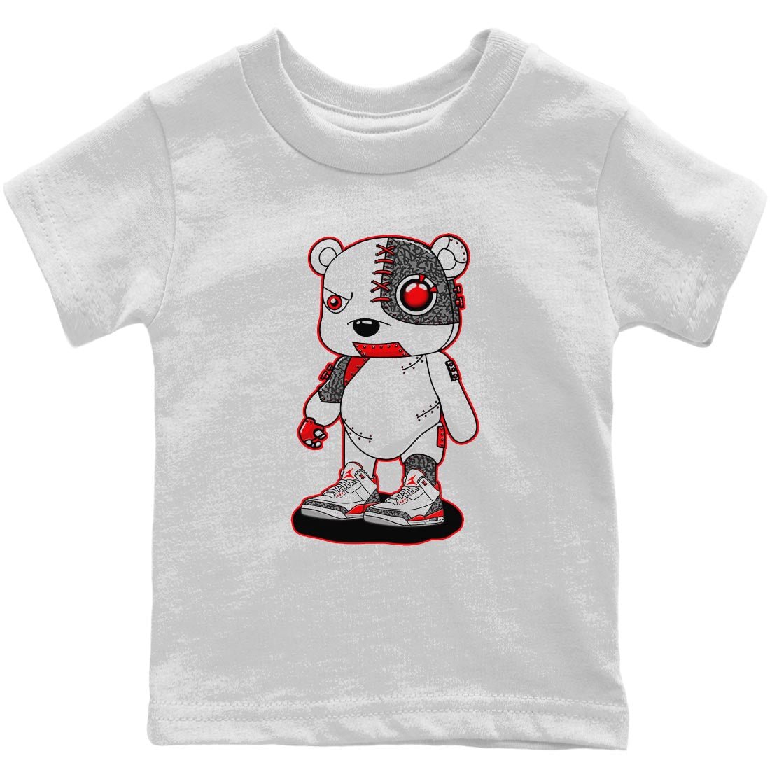 Jordan 3 Fire Red Sneaker Match Tees Cyborg Bear Sneaker Tees Jordan 3 Fire Red Sneaker Release Tees Kids Shirts