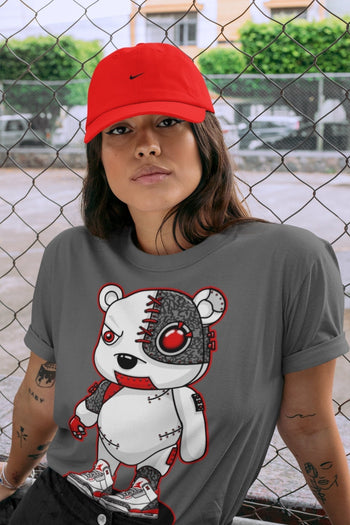 Jordan 3 Fire Red Sneaker Match Tees Cyborg Bear Sneaker Tees Jordan 3 Fire Red Sneaker Release Tees Unisex Shirts