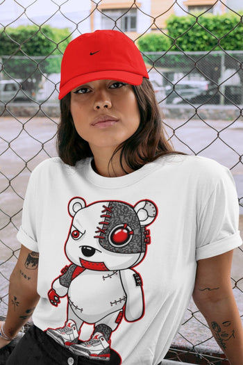 Jordan 3 Fire Red Sneaker Match Tees Cyborg Bear Sneaker Tees Jordan 3 Fire Red Sneaker Release Tees Unisex Shirts