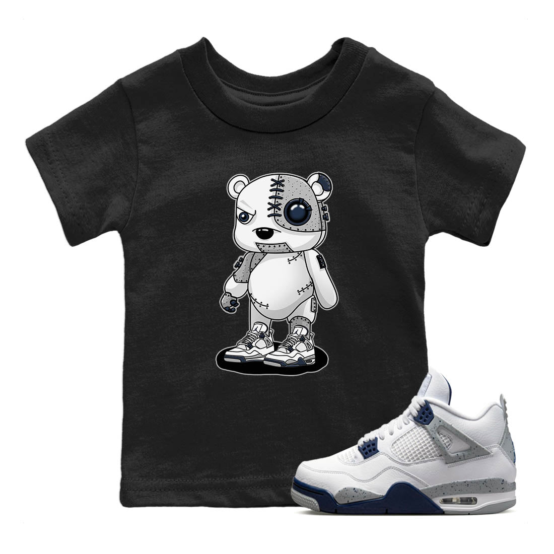 Jordan 4 Midnight Navy Sneaker Match Tees Cyborg Bear Sneaker Tees Jordan 4 Midnight Navy Sneaker Release Tees Kids Shirts