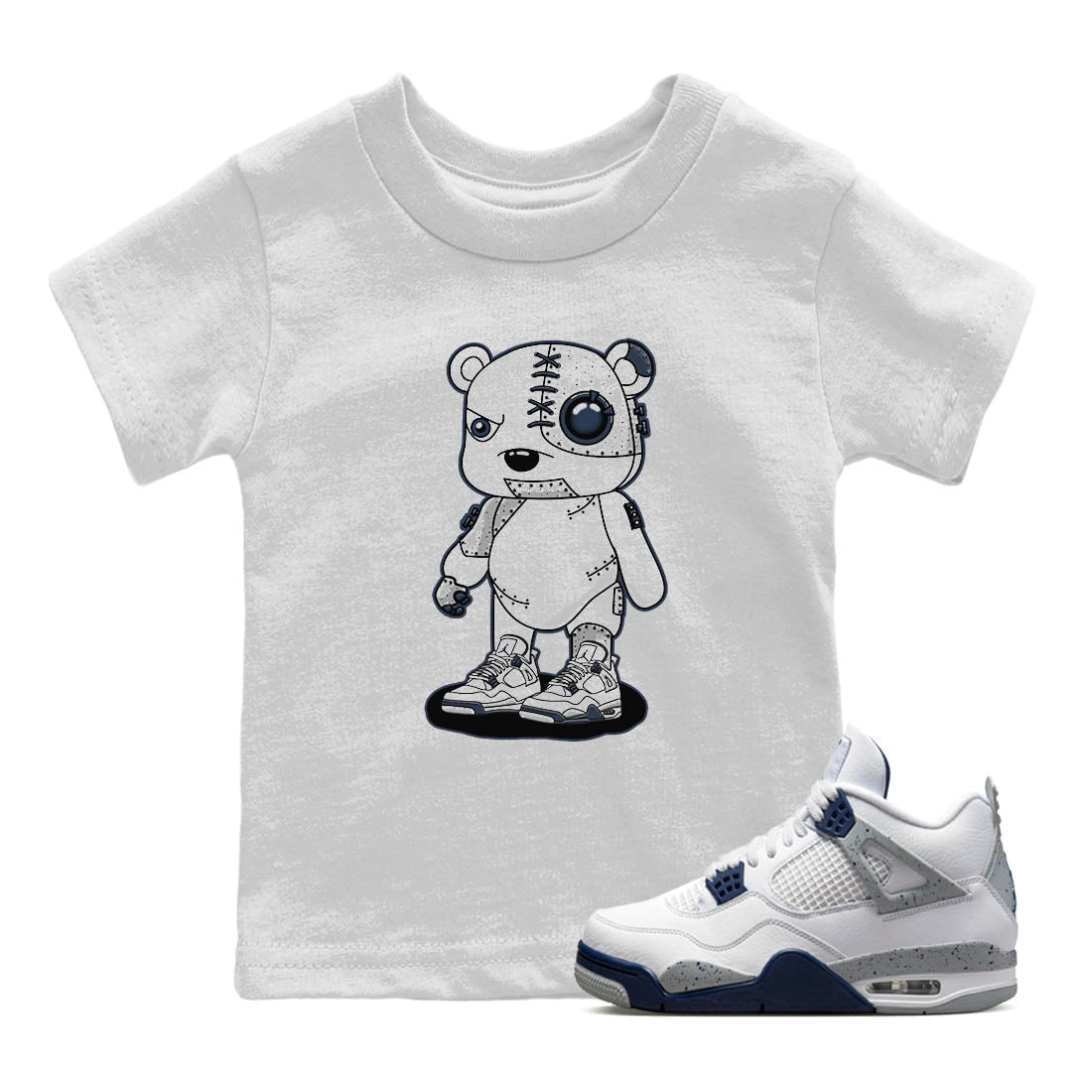 Jordan 4 Midnight Navy Sneaker Match Tees Cyborg Bear Sneaker Tees Jordan 4 Midnight Navy Sneaker Release Tees Kids Shirts