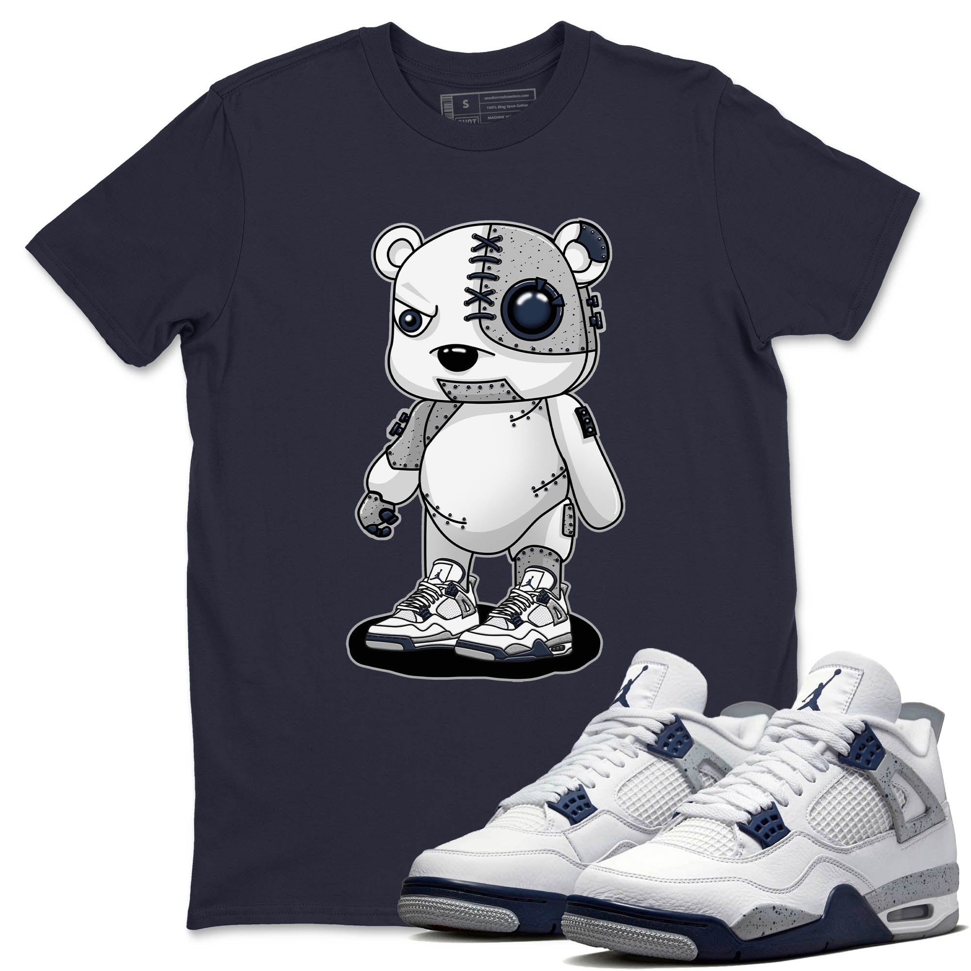 Jordan 4 Midnight Navy Sneaker Match Tees Cyborg Bear Sneaker Tees Jordan 4 Midnight Navy Sneaker Release Tees Unisex Shirts