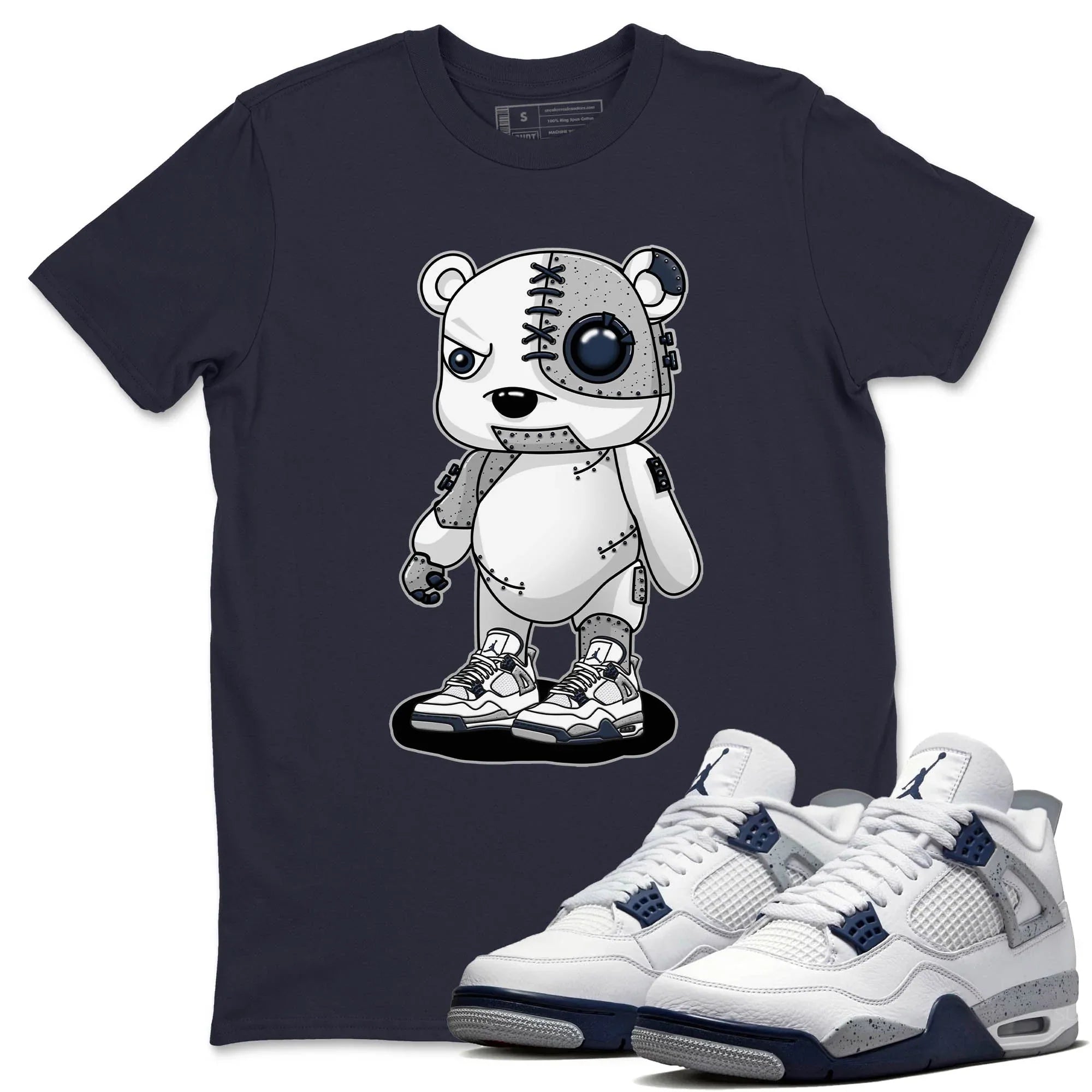 Jordan 4 Midnight Navy Sneaker Match Tees Cyborg Bear Sneaker Tees Jordan 4 Midnight Navy Sneaker Release Tees Unisex Shirts