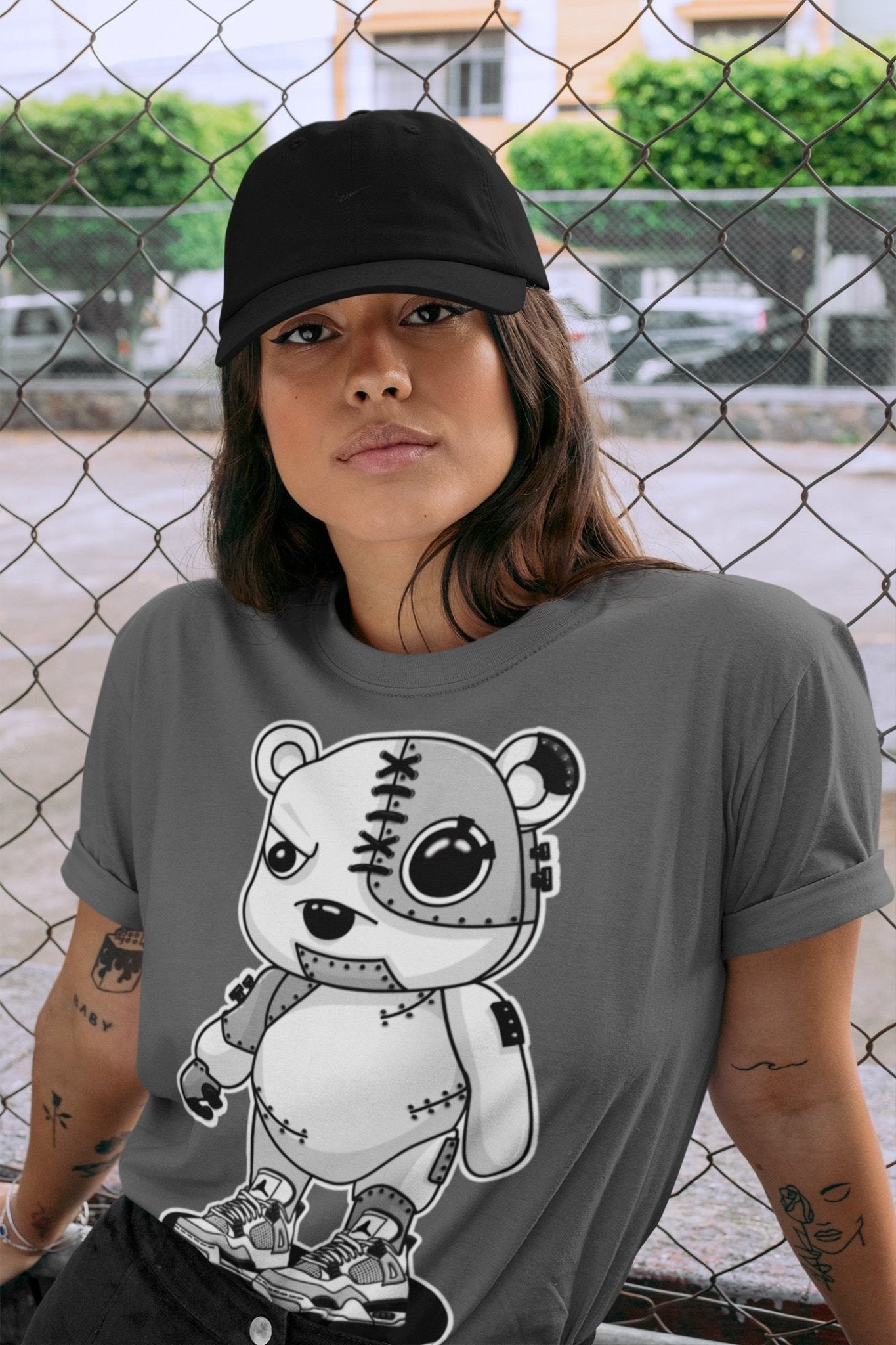 Jordan 4 Military Black Sneaker Match Tees Cyborg Bear Sneaker Tees Jordan 4 Military Black Sneaker Release Tees Unisex Shirts