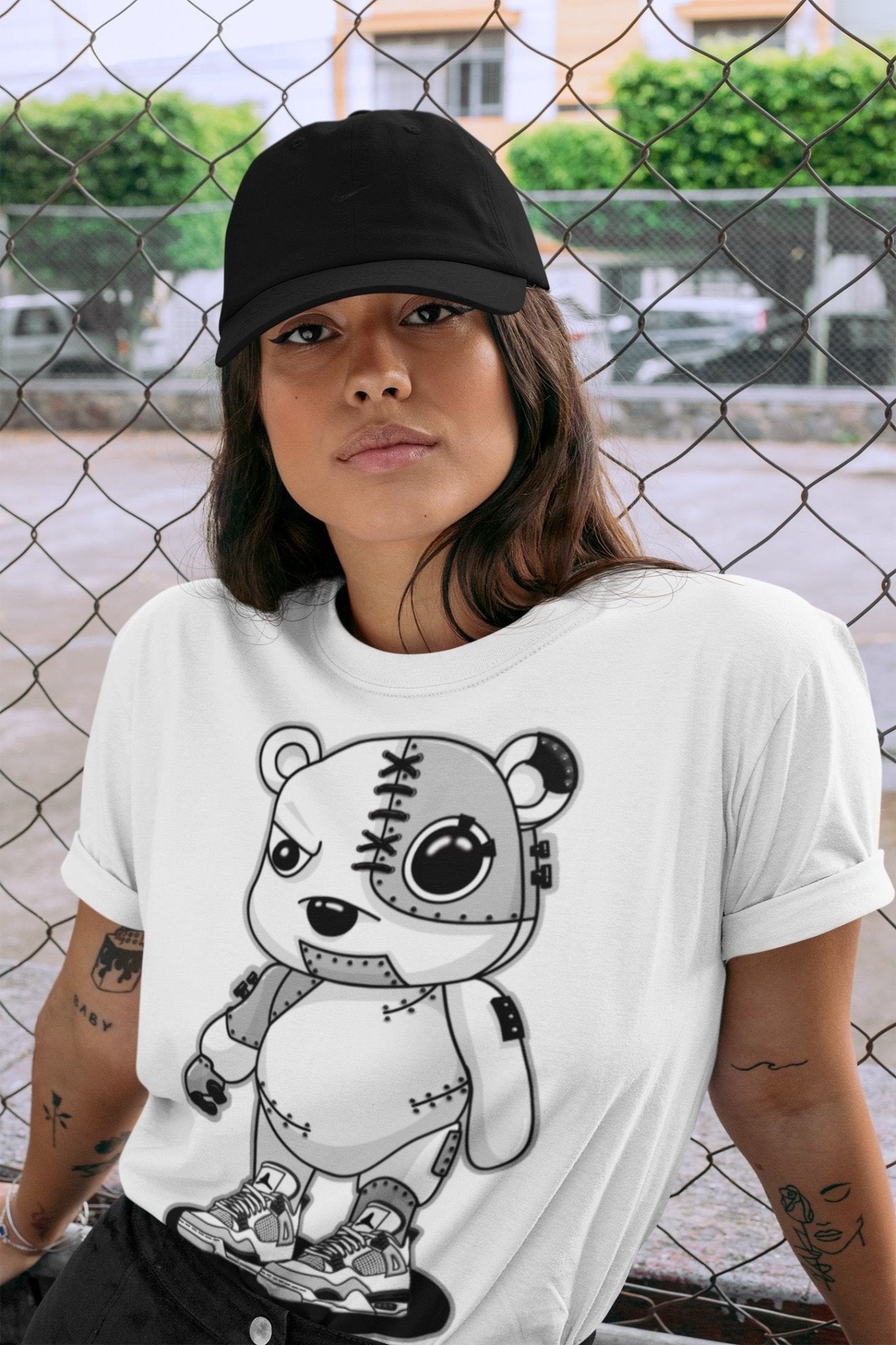 Jordan 4 Military Black Sneaker Match Tees Cyborg Bear Sneaker Tees Jordan 4 Military Black Sneaker Release Tees Unisex Shirts