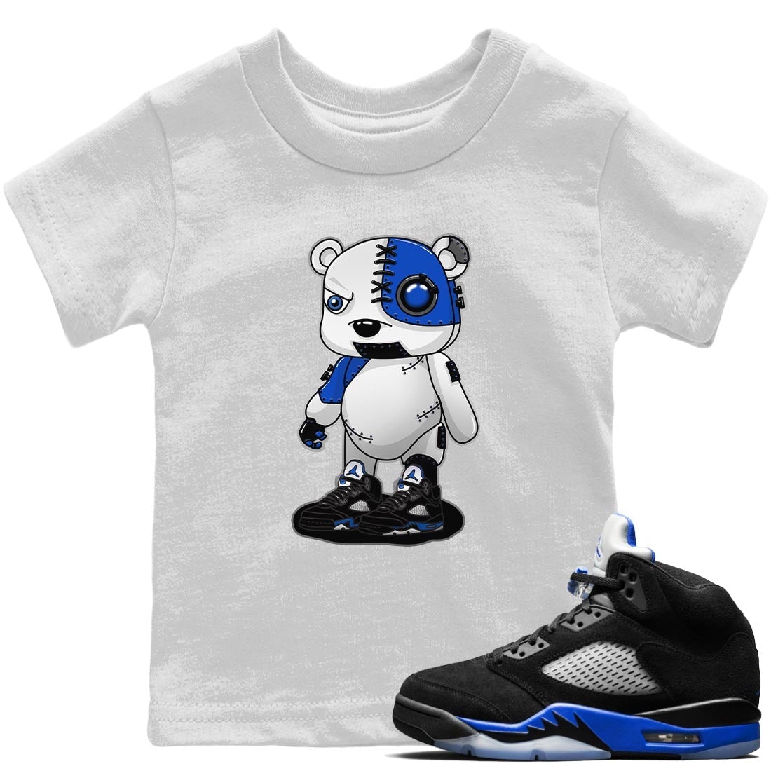 Jordan 5 Racer Blue Sneaker Match Tees Cyborg Bear Sneaker Tees Jordan 5 Racer Blue Sneaker Release Tees Kids Shirts