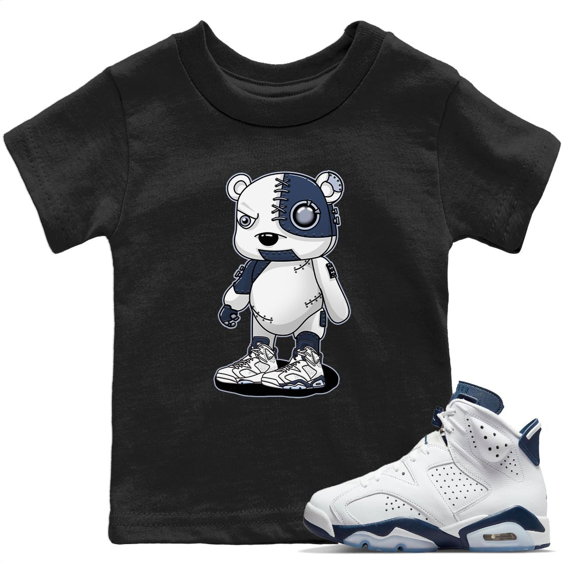 Jordan 6 Midnight Navy Sneaker Match Tees Cyborg Bear Sneaker Tees Jordan 6 Midnight Navy Sneaker Release Tees Kids Shirts